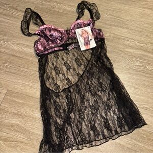 Pink and Black Lace Elegant Moments Lingerie Dress